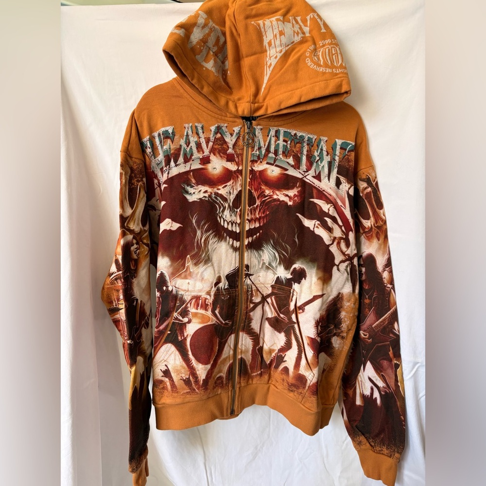 Stray Heavy Metal Skull Zip-Up Hoodie “Timber” Graphic Streetwear Jacket